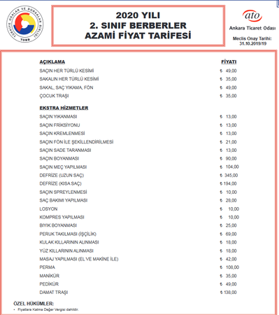 Ankara Kuaför Fiyatları - Ankara Berber Fiyatları 14