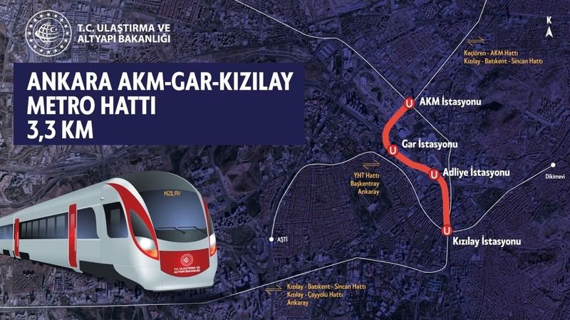 Ankara AKM-Gar-Kızılay Durakları Neler? M4 Keçiören Atatürk Kültür Merkezi Kızılay Metrosu Nereden Aktarma Yapılacak? AKM Kızılay arasi kac durak? 2