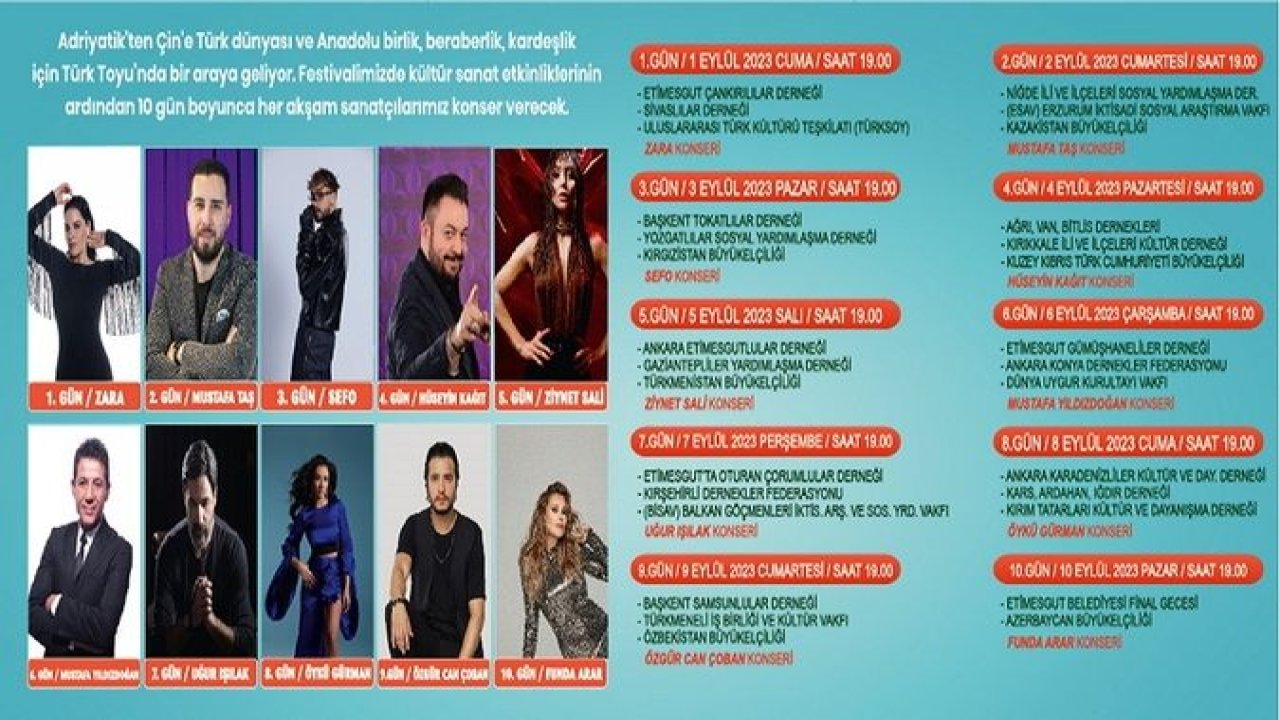Ankara Etimesgut Ücretsiz Yaz Konserleri Başlıyor! Zara, Sefo, Ziynet Sali, Mustafa Yıldızdoğan ve Uğur Işılak Konseri Nerede, Ne Zaman... İşte 2023 Etimesgut Konser Programı...