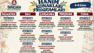 Sincan'da Hanım Konaklarında Hangi Kurs ve Söyleşiler Var? 5-9 Ekim Haftası Programı
