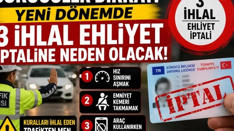 Sürücüler Dikkat! Yeni Dönemde 3 İhlal Ehliyet İptaline Neden Olacak